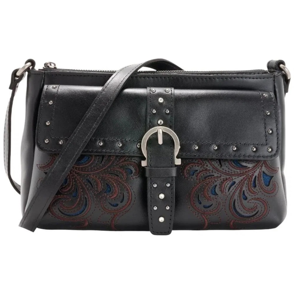 Patricia Nash Montana Collection‎ Leather Maisie Flap Crossbody Black